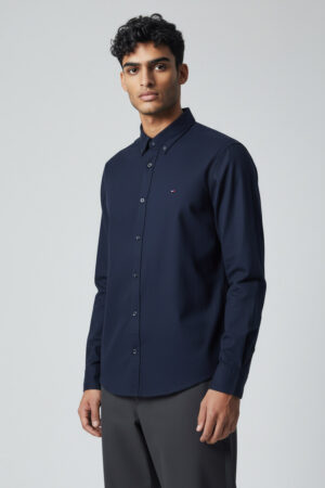 camisa tommy hilfiger slim azul