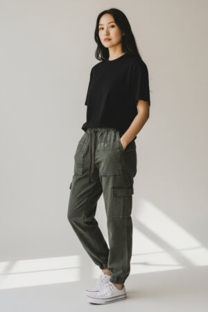 pantalones mujer cargo jogging free people color verde