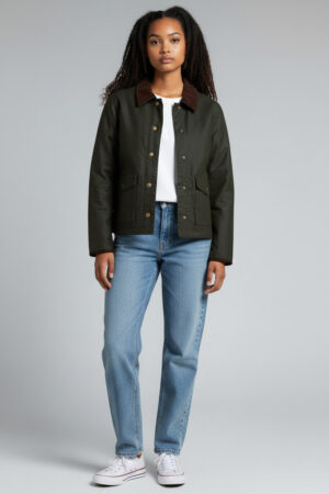 chaqueta encerada corta springfield tipo barbour mujer