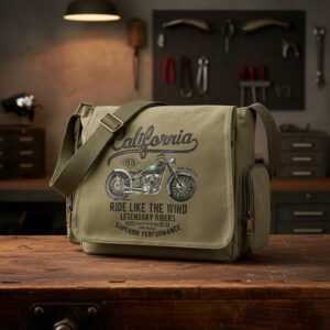 lookbook bolsos bolso bandolera vintage de lona moto “california 1976”
