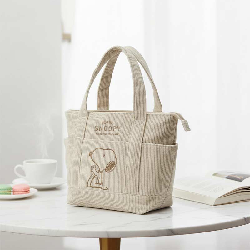 bolso tote snoopy de pana con cremallera bolso tote snoopy de pana con cremallera