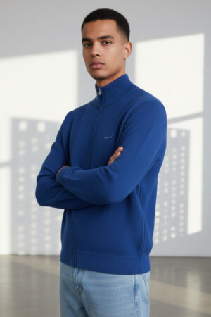 Home chaqueta de punto gant cotton piqué zip cárdigan