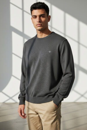 jersey gris charcoal gant superfine lambswool