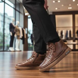 Home qaawal botines hombre microfibra con cremallera