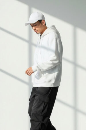 sudadera blanca urban classics fluffy zip hoody