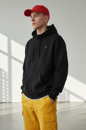 Home sudadera negra g star raw premium core zip thru hoodie