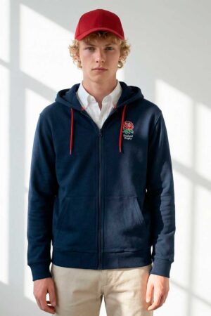 sudadera con capucha england rugby azul marino